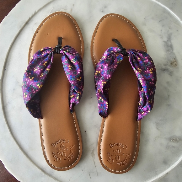 Matilda Jane Toes In The Sand Purple Floral Flip Flop Sandals Size 10 - Picture 12 of 12